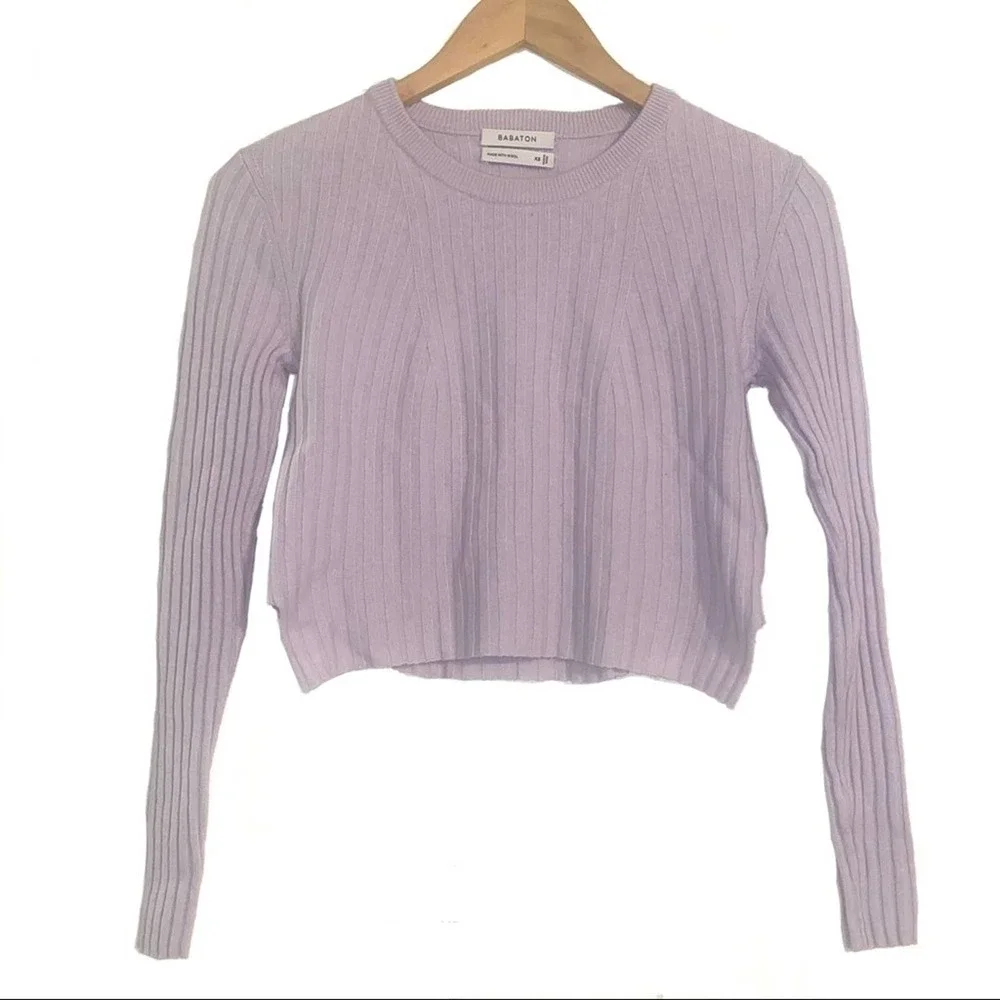 Aritzia Babaton Cropped Sweater, XS “Nathaniel”, Lilac, Wool blend - Picture 1 of 9
